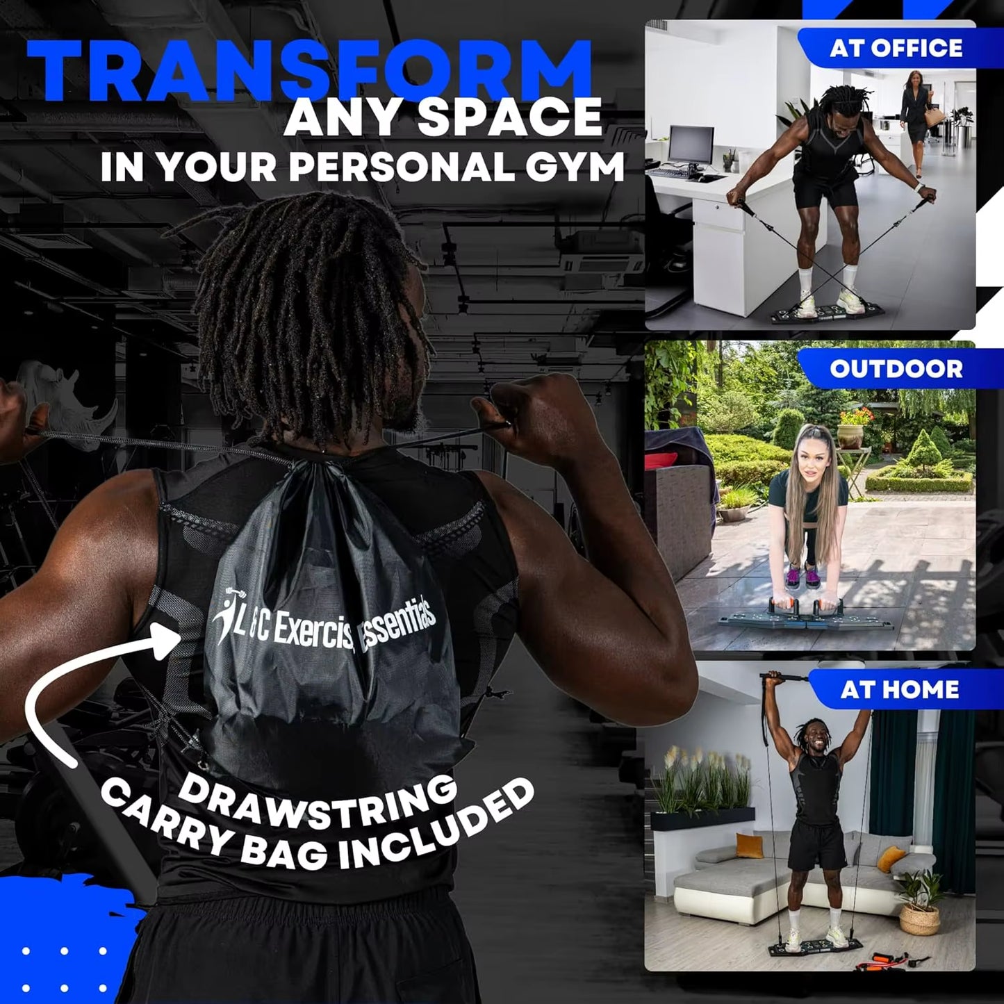 Essentials Push up Board Home Workout Fitness Equipment - Color Coded Foldable Pushup Board - Non-Slip Pushup Handles with Resis